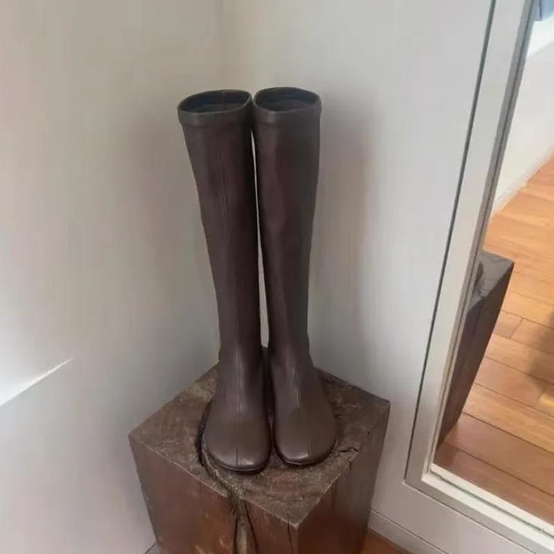 Autumn and Winter New Round Head High Elastic Boots Socks Boots Women's Fashion Temperament Flat Boots