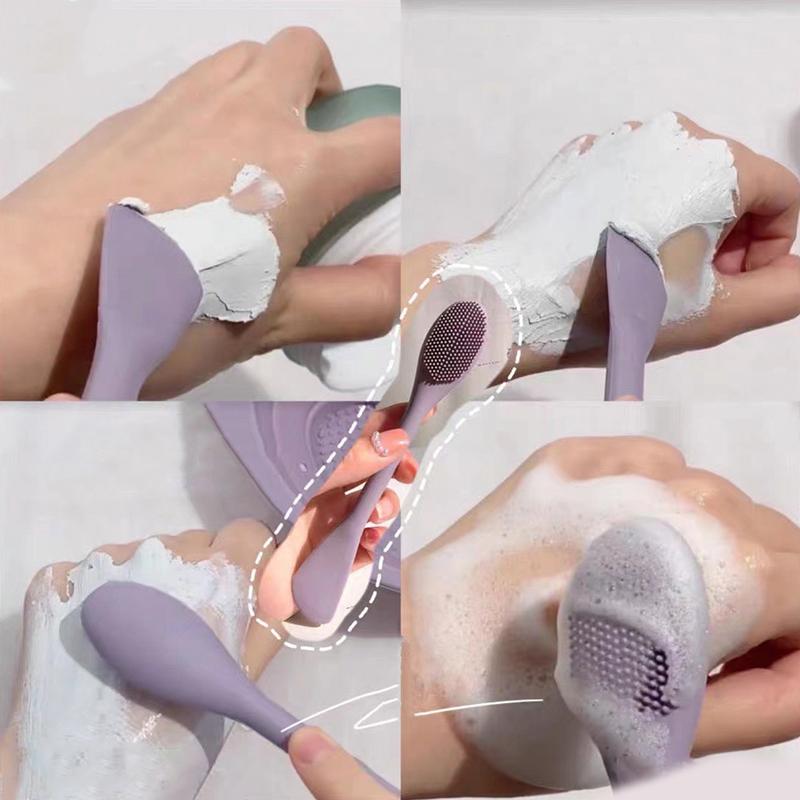 Doppelkopf Silikon Gesichtsmaskenpinsel Gesichtsmassage Reinigungsbürste DIY Schlammfilm Schaber Gesichtspflegewerkzeug Spa Schönheitssalon