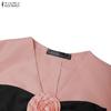 ZANZEA Women Elegant Casual V-Neck Short Sleeve A-Line Dress