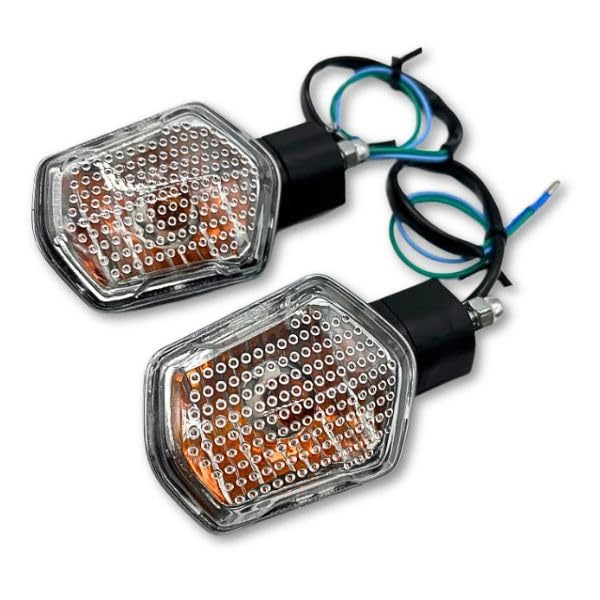 JYFACTORY External Motorcycle Turn Signal Clear Set of 2 Compatible One Size