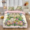 3pcs Easter Happy Flower Rabbit Print Coreless Down Duvet Cover Set Comfortable Bedroom Bedding Decoration Machine Washable
