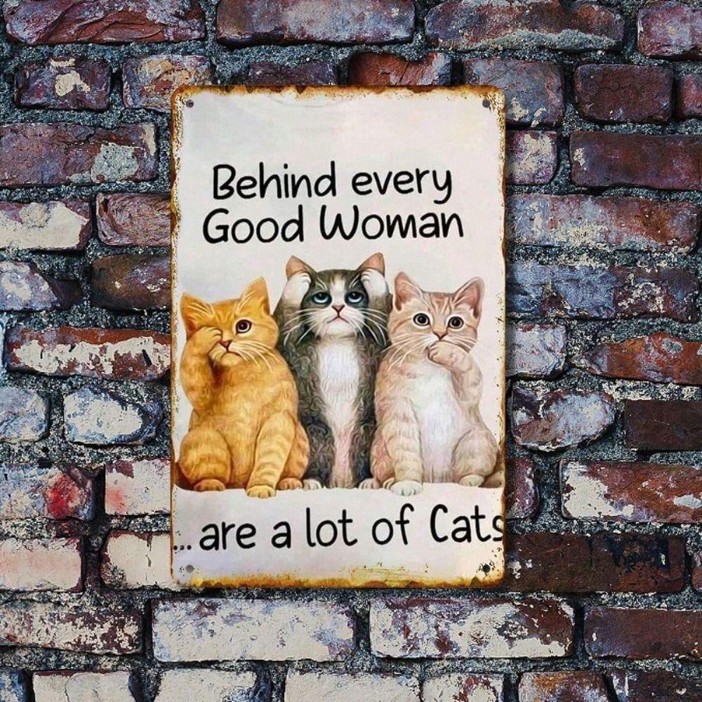 Vintage Cat Quote Metal Wall Sign Farmhouse Tin Plaque Decor