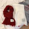 Women's autumn and winter versatile ball warm wool scarf New Christmas red knitted scarf for girls