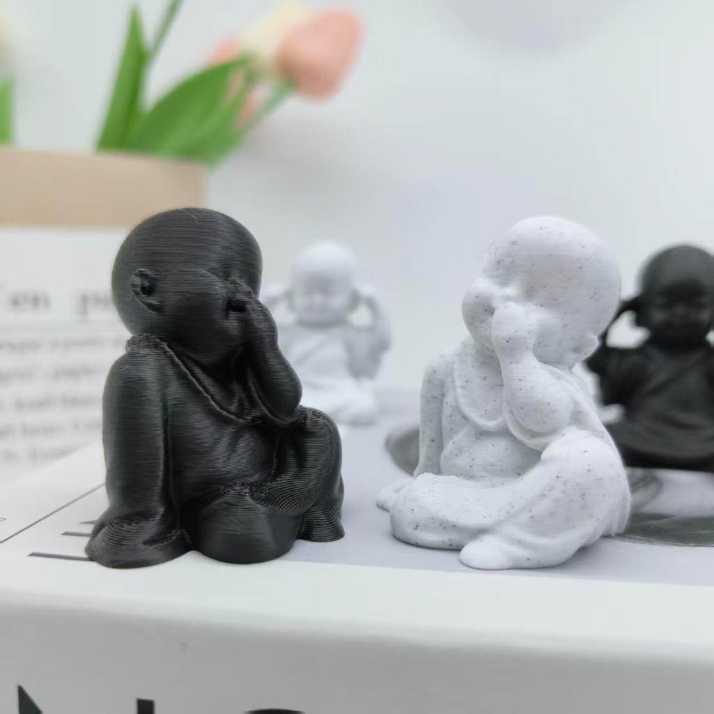 Three-Piece Zen Three Nonnes Statue Set, 3D Printed Zen Little Monks, Three Little Monks Who Don'T Listen, Don'T Look, Don'T Speak, Creative Bu