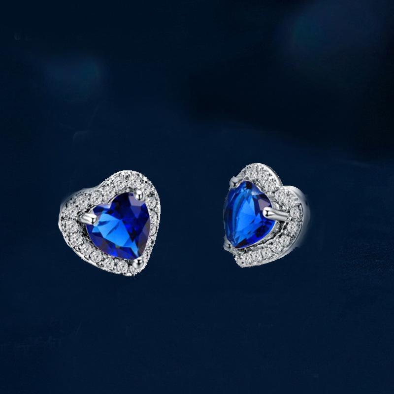 Japanese & Korean Stylish Micro-Inlaid Zircon Heart Earrings for Women