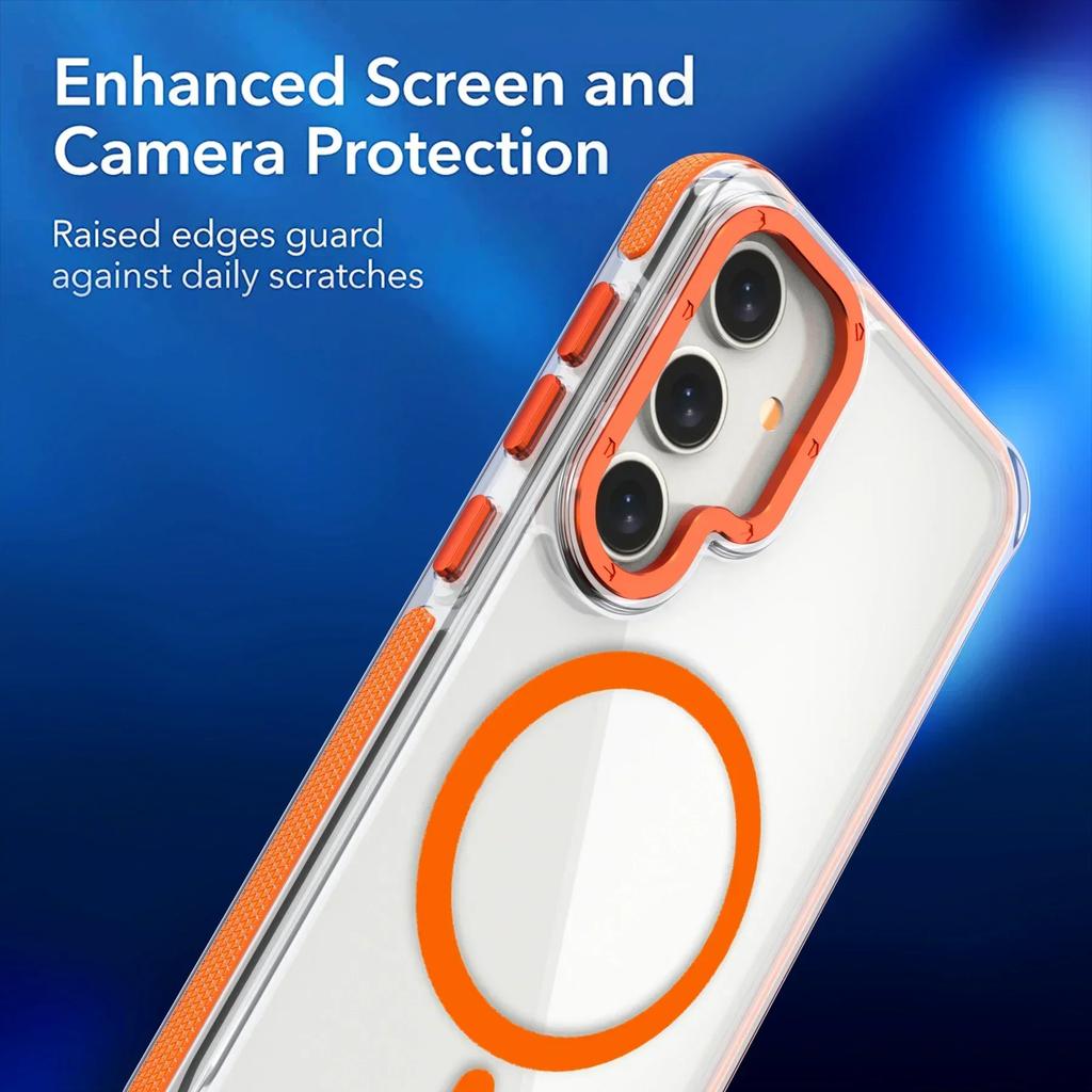 Luxury Magsafe Wireless Charge Clear Phone Case  for Samsung Galaxy S24 S23 S25 Ultra Plus Magnetic Shockproof Transparent Cover
