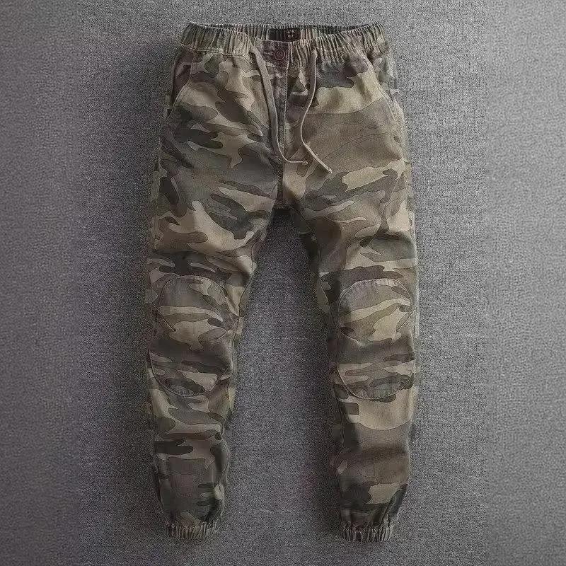 Men's American Retro Slim-Fit Camouflage Overalls with Three-Dimensional Tailoring