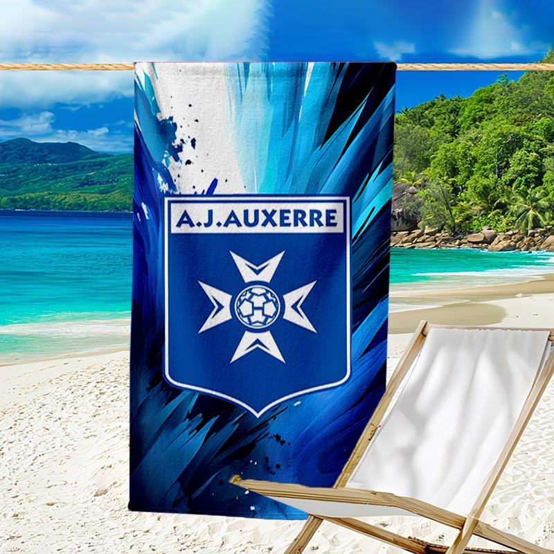 Auxerre Crest Design Beach Towel - Soft, Absorbent Microfiber, Lightweight, Ideal for The Beach, Parties, Travel, Camping Fan Gifts
