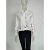 Plus Size Elegant Long Sleeve Ruffle Collar Printed Women's Shirt