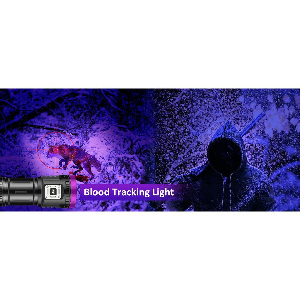 120W 395NM UV Blacklight Flashlight 9-Core LED USB Rechargeable Torch for Pet Urine Detection Scorpion Hunting