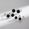 Natürliche Schwarze Achat Ohrstecker 925 Sterling Silber Rund Täglich Hypoallergen Ohrring 4mm 5mm 6mm Schmuck Für Frauen