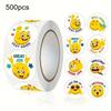500pcs/roll Cartoon Funny Smile Face Expression Reward Stickers 8 Designs 2.5cm/1.0in Round For Pad Fridge Gift Diy Decoration