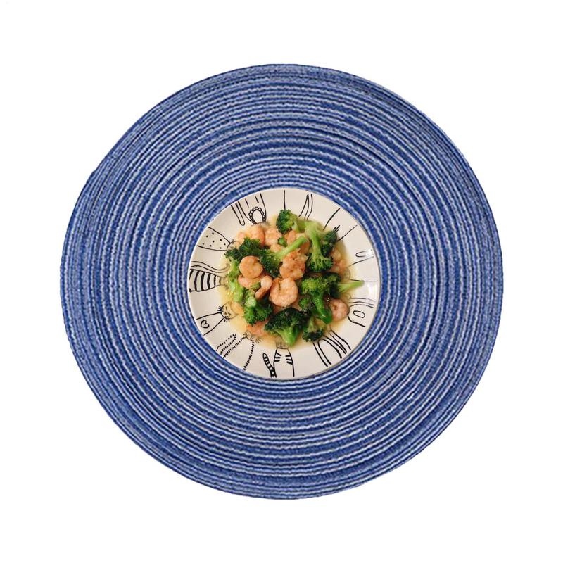 6pcs Round Braided Placemats 38CM Table Mats For Dining Tables Christmas Halloween Woven Washable Non-Slip Place Mats
