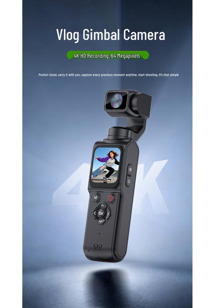 4K Ultra HD Handheld Vlog Camera with Gimbal for Travel and Outdoor Sports