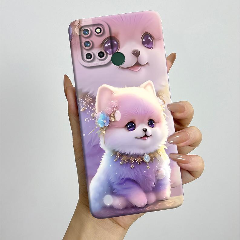 Phone Case For Realme 7I RMX2103 C17 Shockproof Case For Realme C17 Pretty Flowers Liquid Soft Silicone Back Cover Bumper Fundas