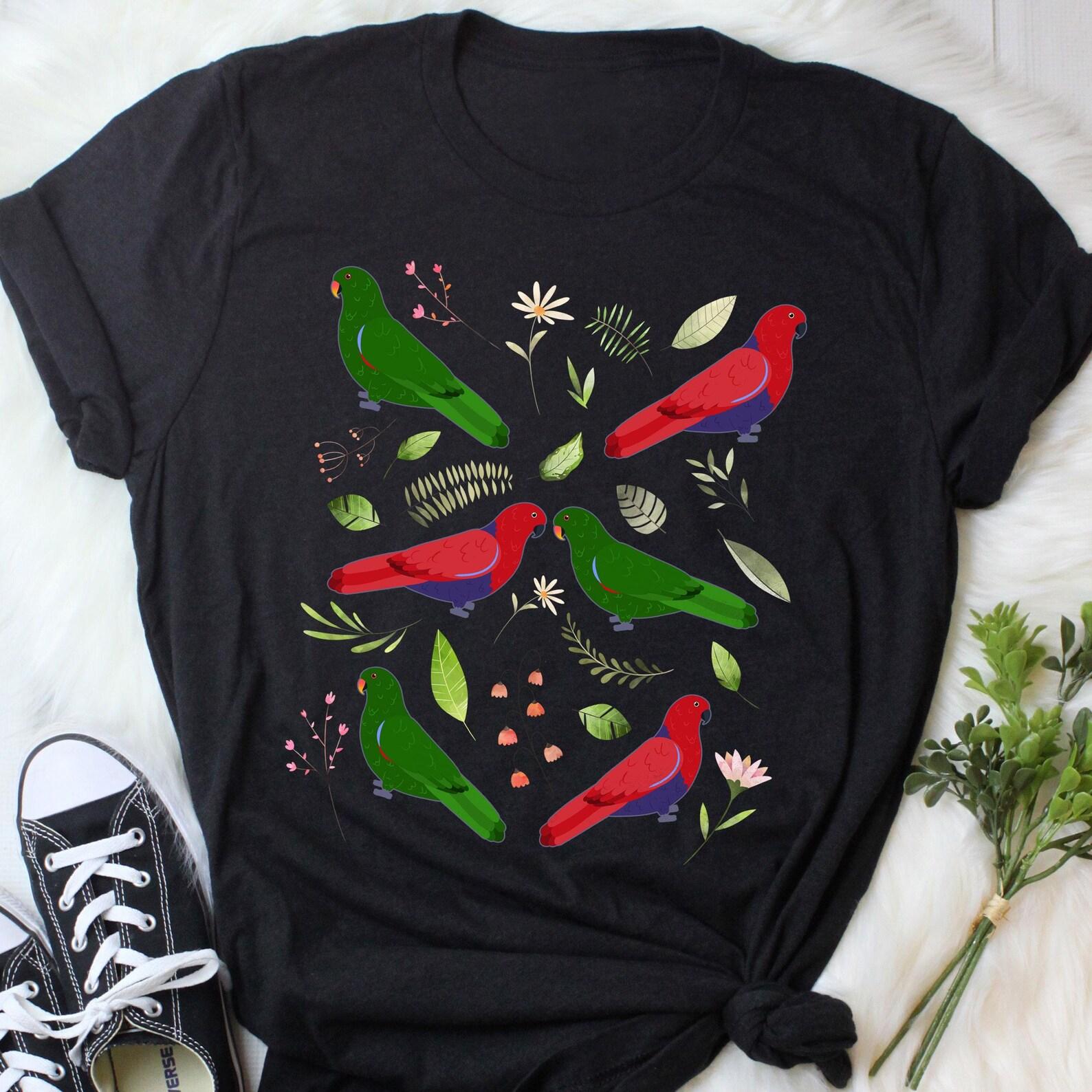 Eclectus Parrot Shirt, , , Funny Parrot Lover Gift, Cute Bird T-shirt, Pet Tshirt, Male Female Green Red Eclectus, Eclectus Mom Dad 130