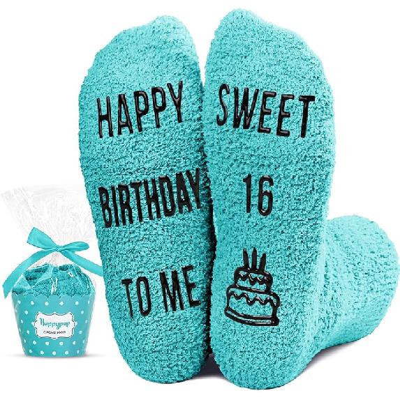 HAPPYPOP Birthday Gift Ideas for Teens - 15th Birthday Socks Sweet 16 Gifts for Boys Girls