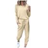 Frauen Fashion Solid Pullover Langarm Verband Lose Hosen Sweatsuits