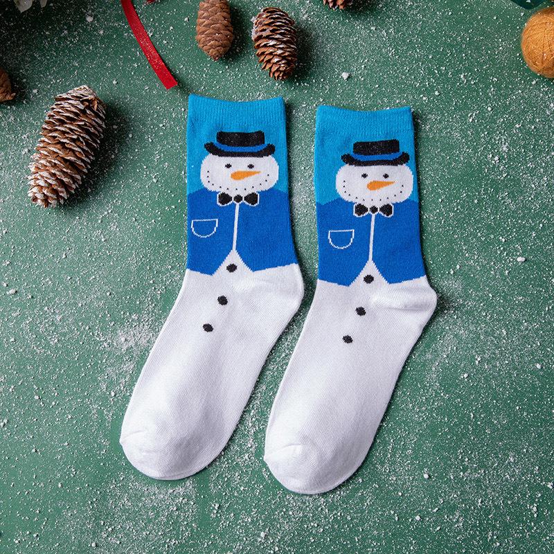 

Рождественские хлопковые носки до середины икры в парном стиле 2025 - Влагоотводящие гольфы до колена европейского и американского дизайна One Size