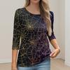 Women's Fashion Casual Round Neck 3/4 Sleeve Loose Printed T-Shirt Ladies Top