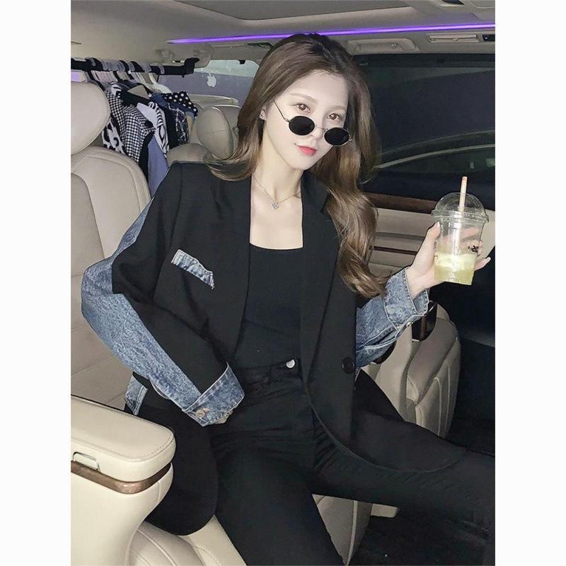 Blazer Patchwork de Damă High-End - Streetwear Casual de Primăvară/Vară