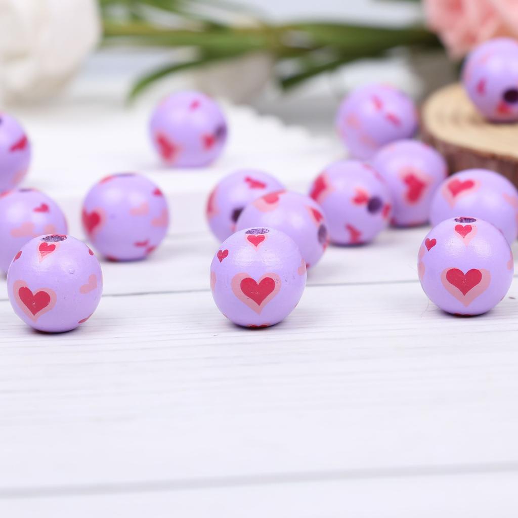 Valentine'S Day Love Wooden Beads Home Decoration Colorful Wooden Beads Wreath Accessories Diy Fringed Hemp Rope Wooden Beads String