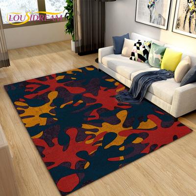 Bunter Camo Camouflage Bereichsteppich Groß,Teppich für Wohnzimmer Schlafzimmer Sofa Fußmatte Dekoration,Kinder Spiel Rutschfeste Bodenmatte