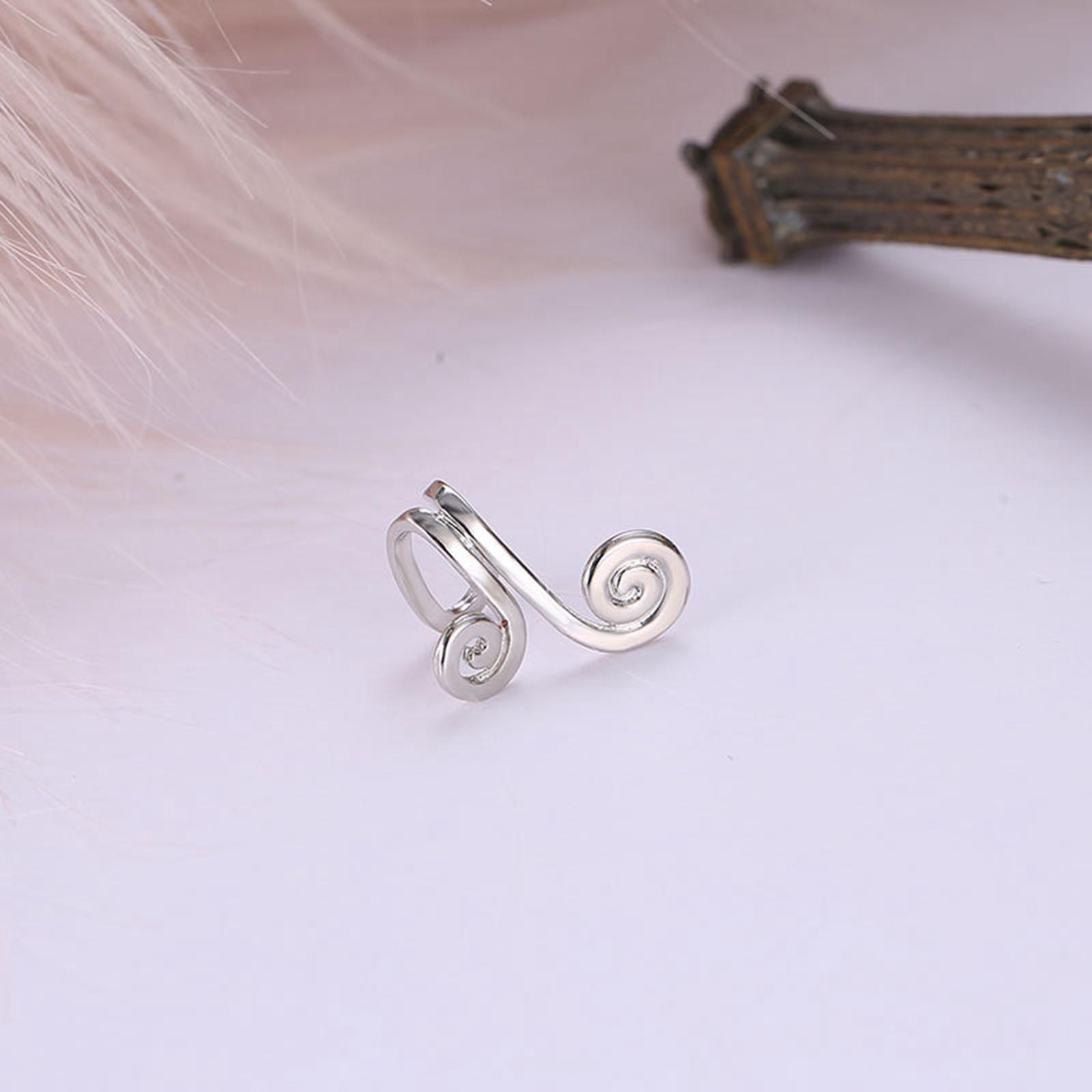 

Women Ear Cuff Clip Non Pierced Ear Wrap Spiral Shape Adjustable Metal Ear Clip Jewelry for Daily Wear One Size срібний