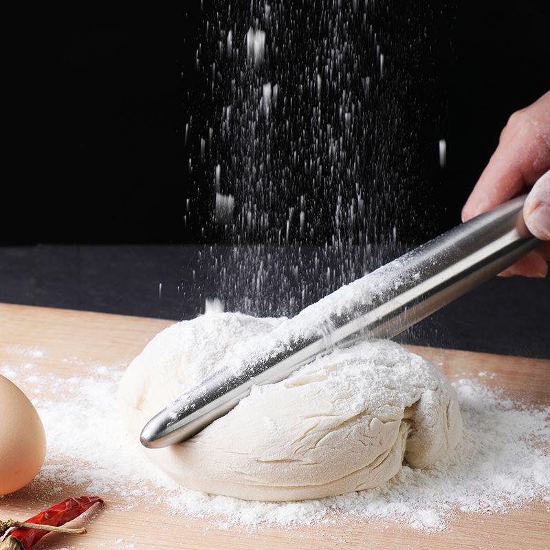 Fish Belly Flour Stick Rolling Pin, Creative Baking Tool with Pointed Ends, 304 Stainless Steel for Home and Hotel Use