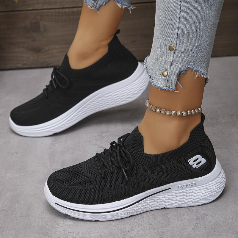 Fashion Cool Breathable Lace Up Mesh Sneakers Women Autumn Soft Wedge Heel Thick Bottom Sneakers Comfort Non Slip Light Running Shoes