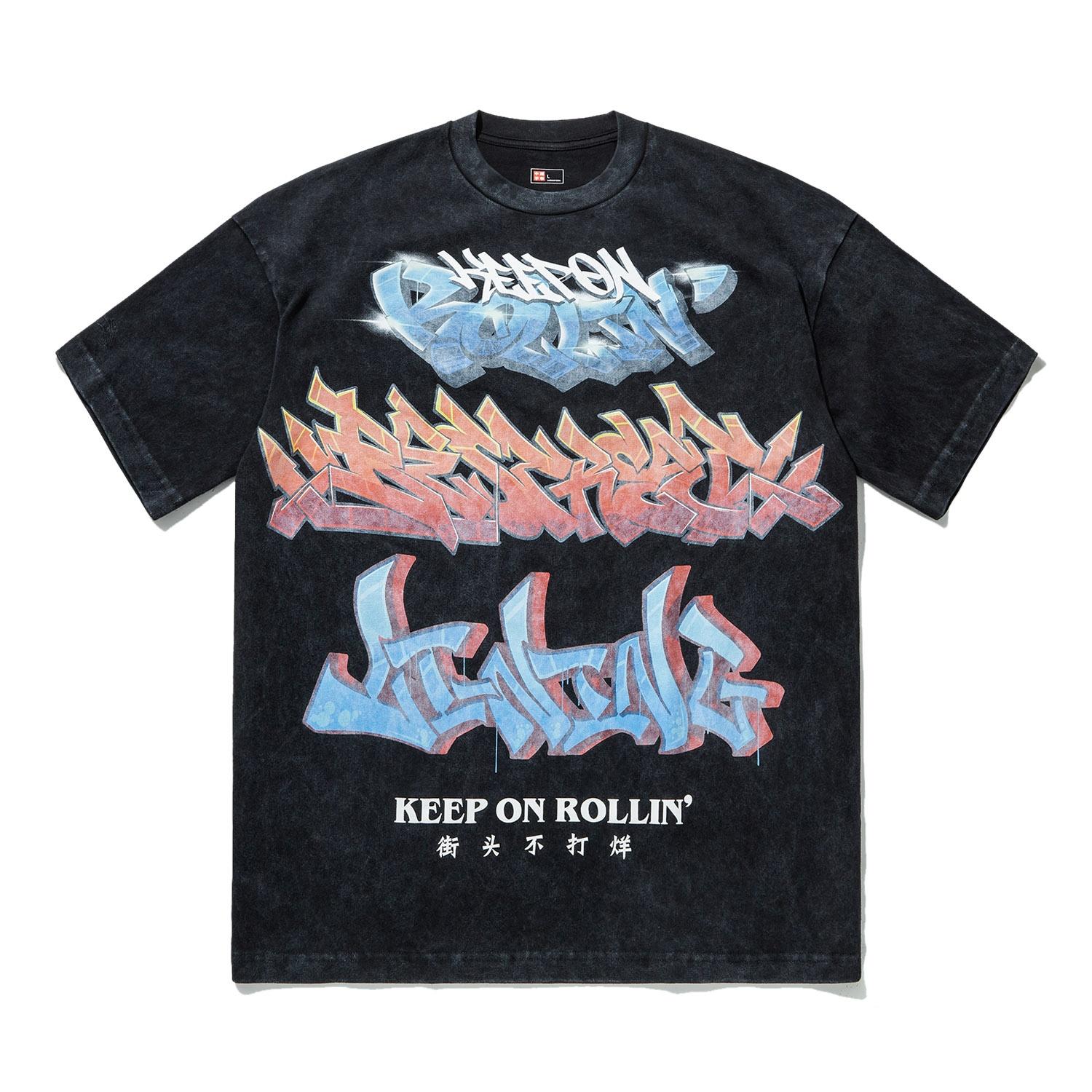 Li-Ning Keep On Rollin Graphic T-shirt  Washed Black  Men s AHSU207-2 L