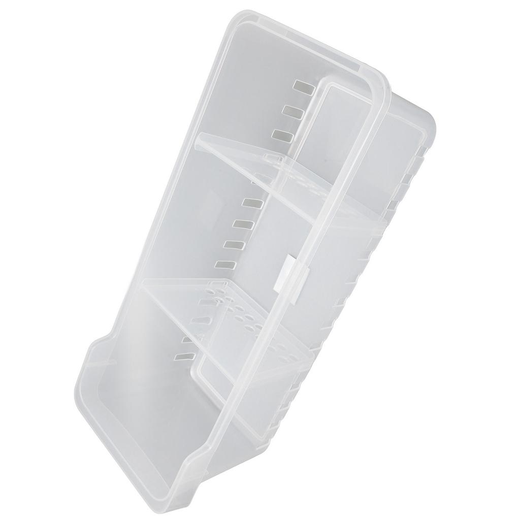 Refrigerator Organizer Bin Clear Storage Bin with 2 Divided Compartments for Kitchen Cabinet OfficeS: 40x16x14.1cm