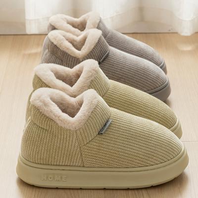 Baumwollpantoffeln für Damen, Winter Indoor Heimgebrauch, Plüschisolierung für Paare, Dicke Sohle, Rutschfeste Baumwollschuhe für Herren