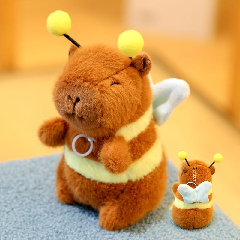 

Cute Bee Capybara Plush Keychain Butterfly Wings Capibara Wind Up Toy Cartoon Funny Animal Backpack Pendant Woman Girls Gift