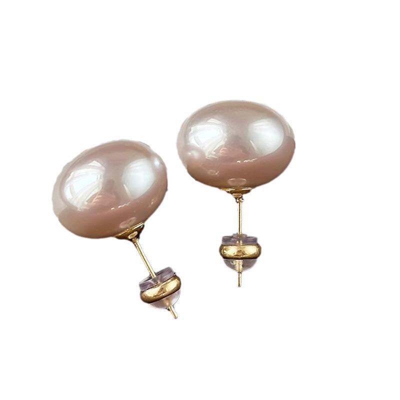Shi Jia Light Milk White Pearl Earrings: S925 Silver Studs for Women - High-End, Versatile, Niche Design