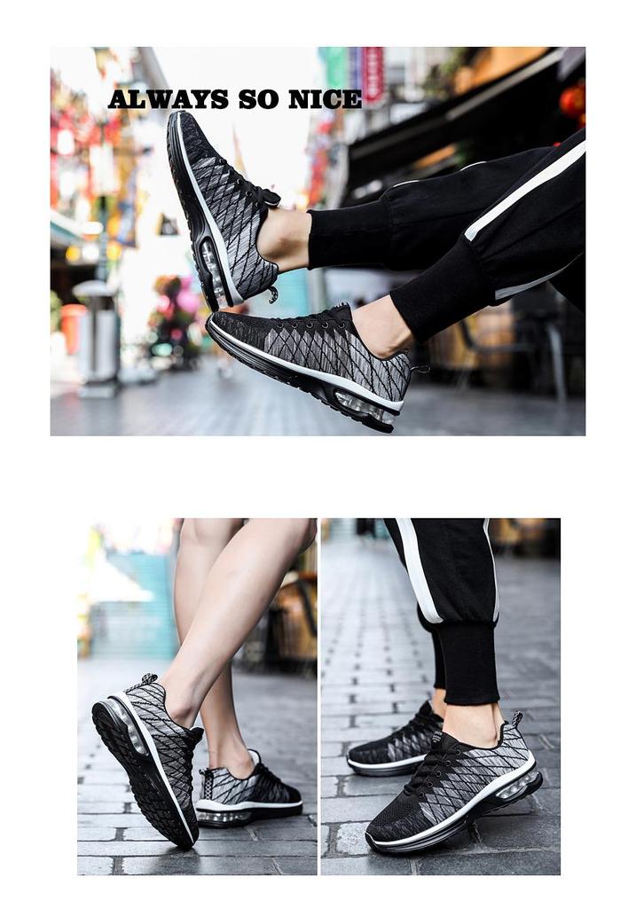 Plus Size Breathable Mesh Air Cushion Men's Running Shoes - Trendy and Versatile for Couples