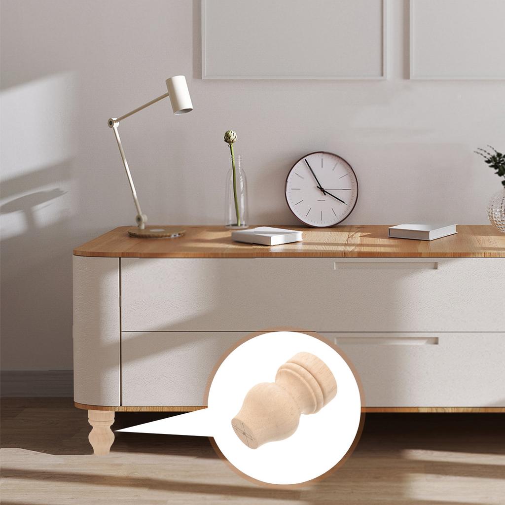Wooden Carved Table Legs Accessories Solid Wood Cabinet Legs Round Furniture Legs Replacement For Dresser Cabinet Table Sofa