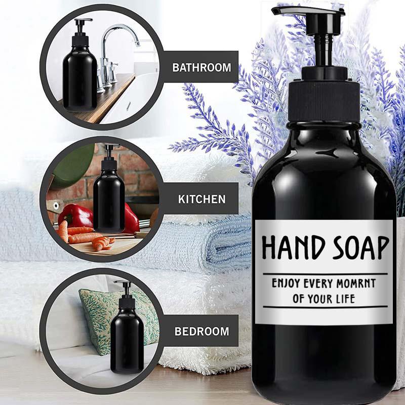2PCS 500ml Travel Large Capacity Bathroom Soap Shampoo Dispenser Pump Press Bottle Multi-purpose Liquid with 6 Labels