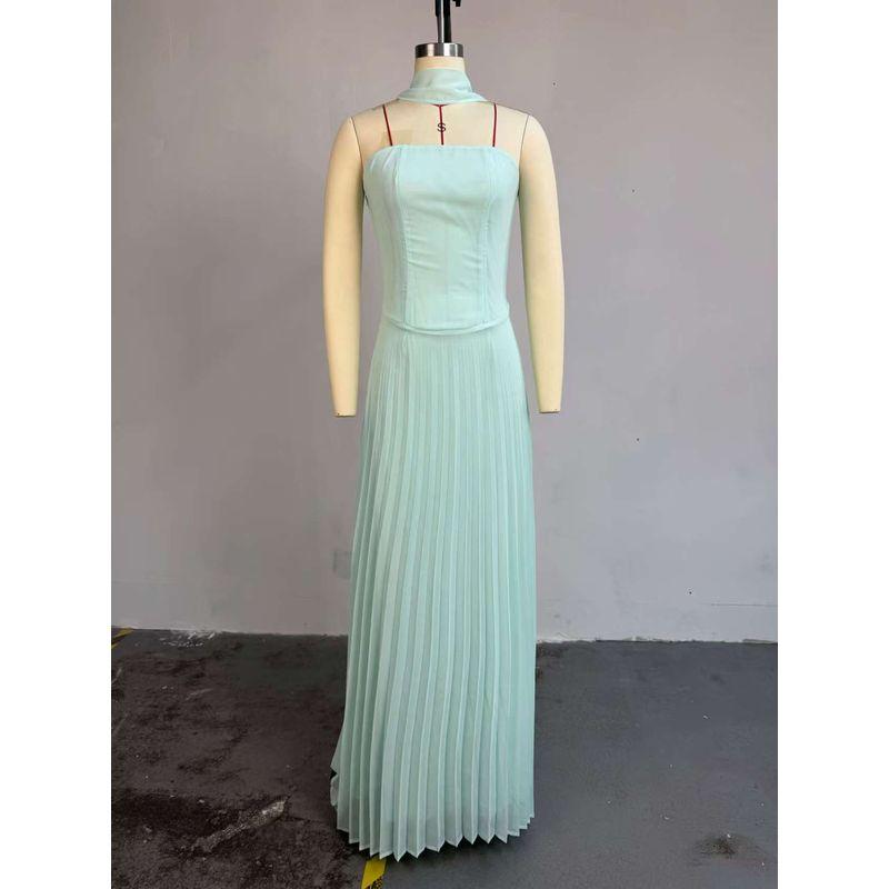 

Western Style Fashion Sexy Tube Top Top Skirt sets Strapless Top and Skirt Set Mint Green XXL