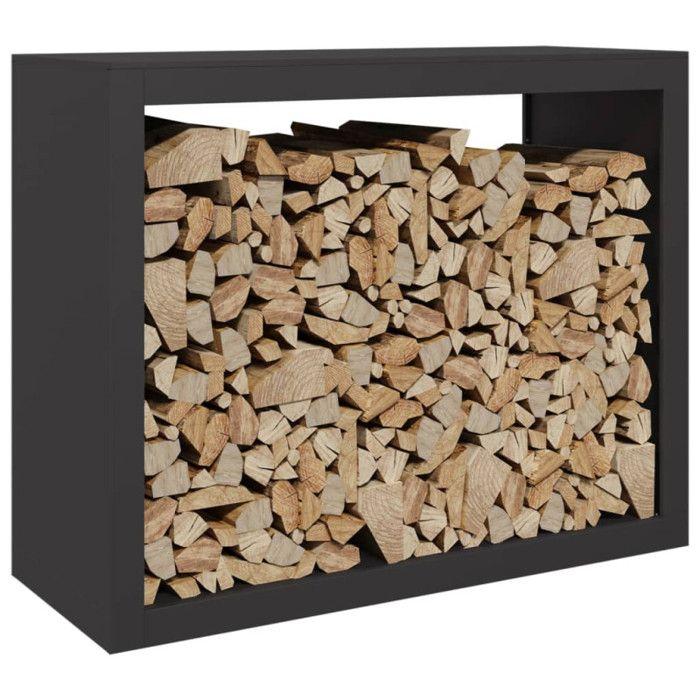 VidaXL Portant de bois de chauffage noir 100x40x80 cm acier, magasin de bûches, porte-bûches de cheminée, support de bûches, 850975