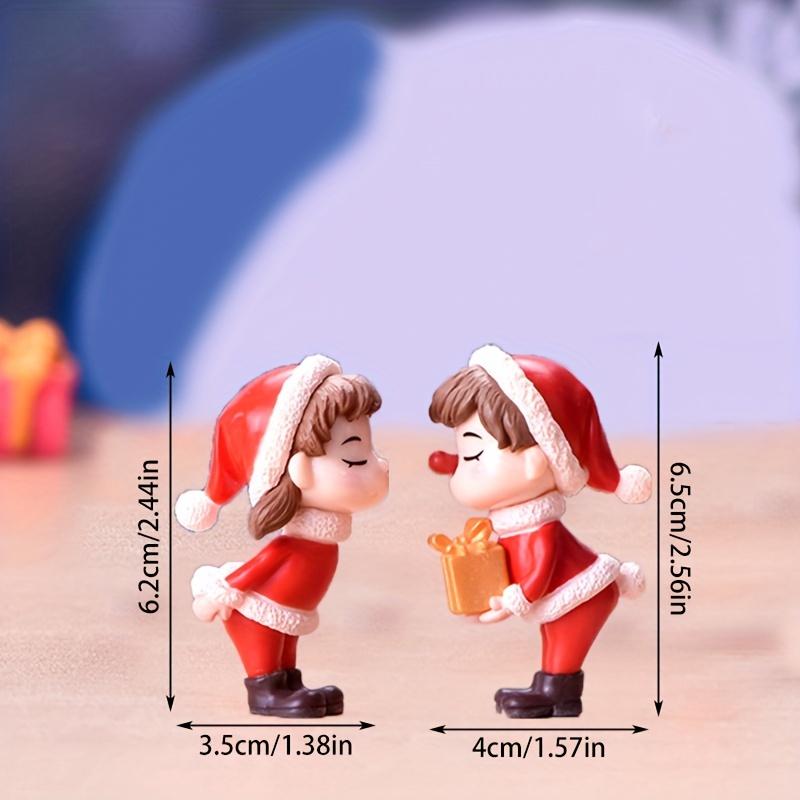 1Set Mini Christmas Couple Figurine Doll Garden Decor Ornament Toy Miniature Landscape Ornaments People Statue Resin Crafts