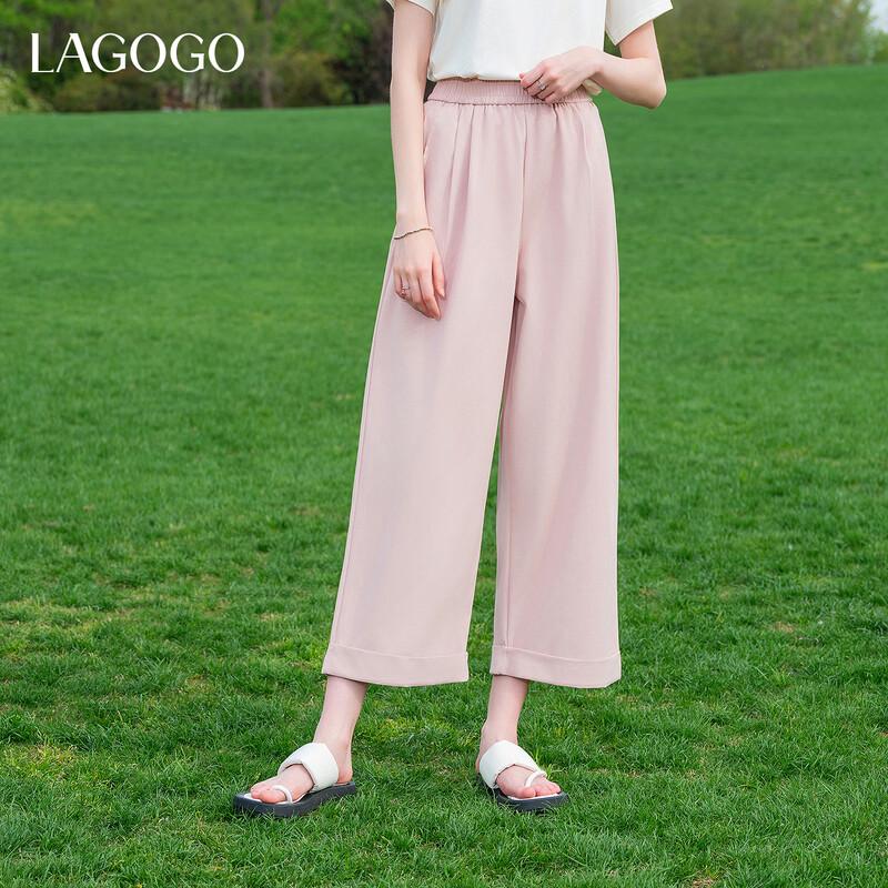 LAGOGO Women s Draped Turn-up Wide-Leg Pants L