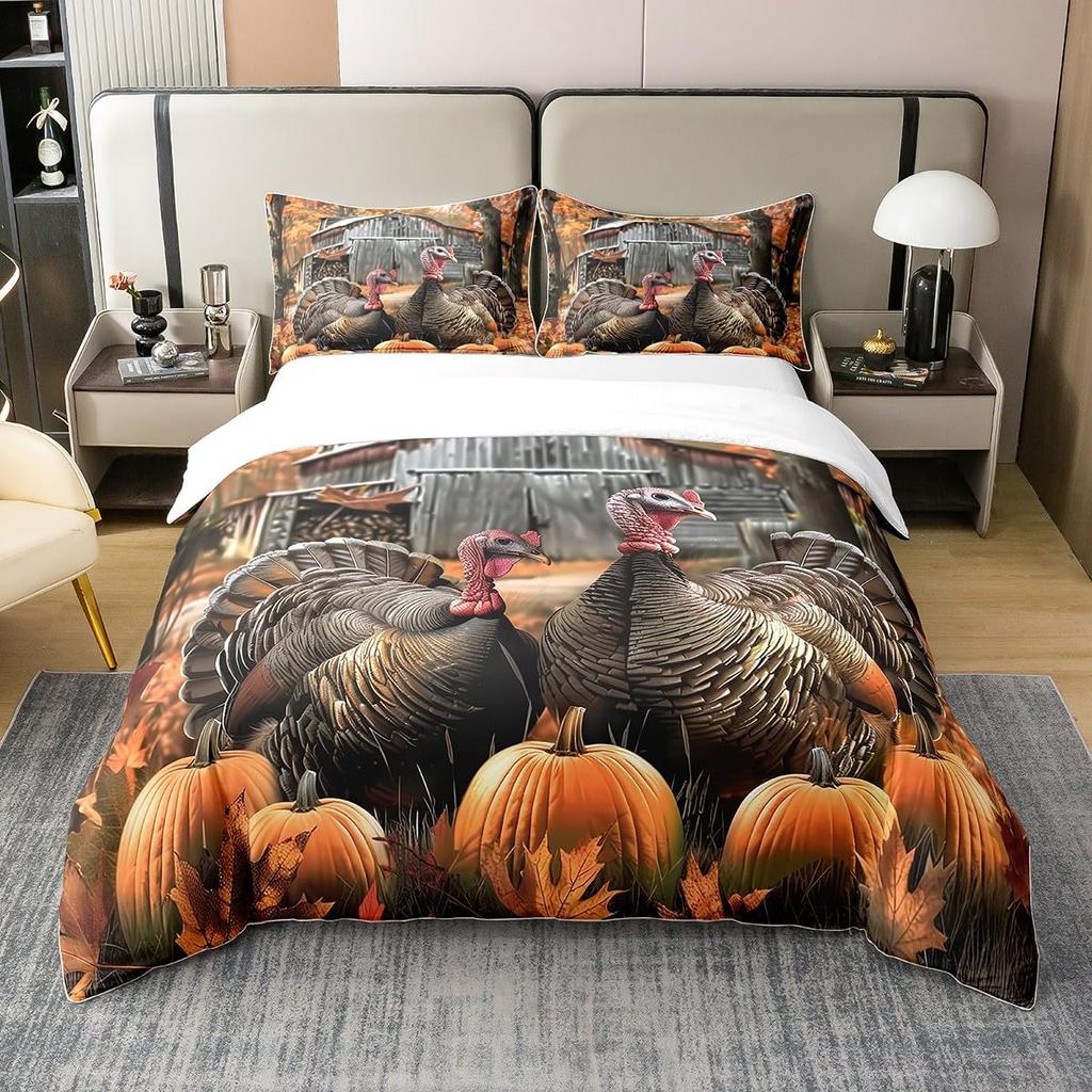 Turkey Duvet Covers for Kids Boys Girls Quilt Covers Queen Lightweight Down Room Decor 2 Pillowcases 1 Duvet Cover No Comforter