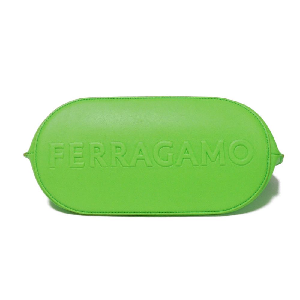 Used 9896 Logo Embossed Pouch 241390 7931, Foil Stamped, Light Green, Strap, Excellent Condition, New Logo, Lime,