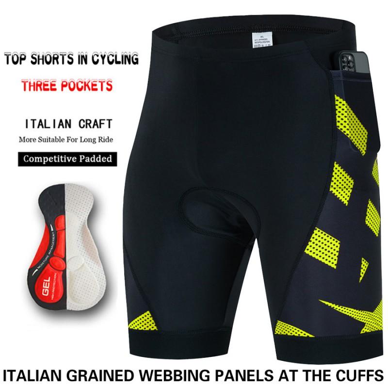 Mens Cycling Shorts With 3 Pockets Quick Dry Breathable Bike Outdoor Road Mountain Biking