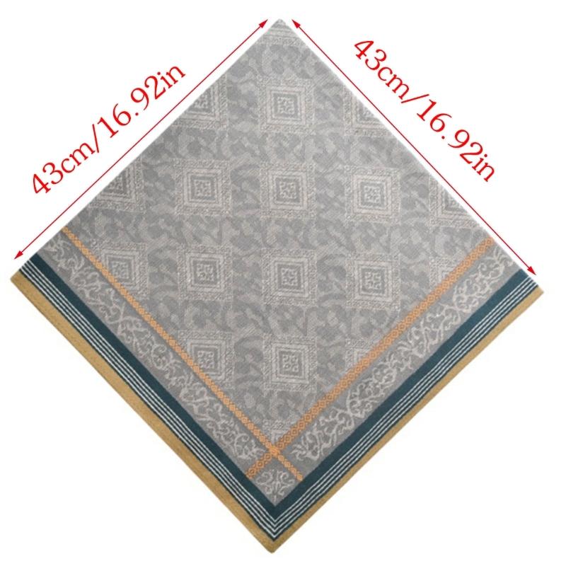 Cotton Jacquard Handkerchief For Men Soft Quick Drying Classical Pattern Pocket Square Hankie For Grooms Weddings Party