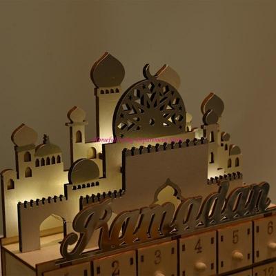 Ramadans Table Decors Eid Countdown Calendar with LED Light and 30 Drawers