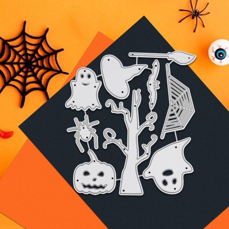 Halloween Cartoon Cutter Set - Carbon Steel Ghost Pumpkin Decorations for Scrapbook and Craft Projects