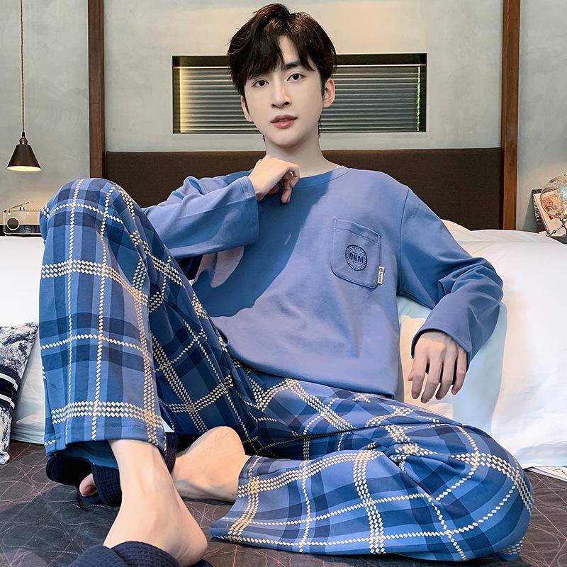 Pánské 2023 Jaro & Podzim Čistá Bavlna Dlouhý Rukáv Nadměrná Velikost Ležérní Domácí Oblečení
