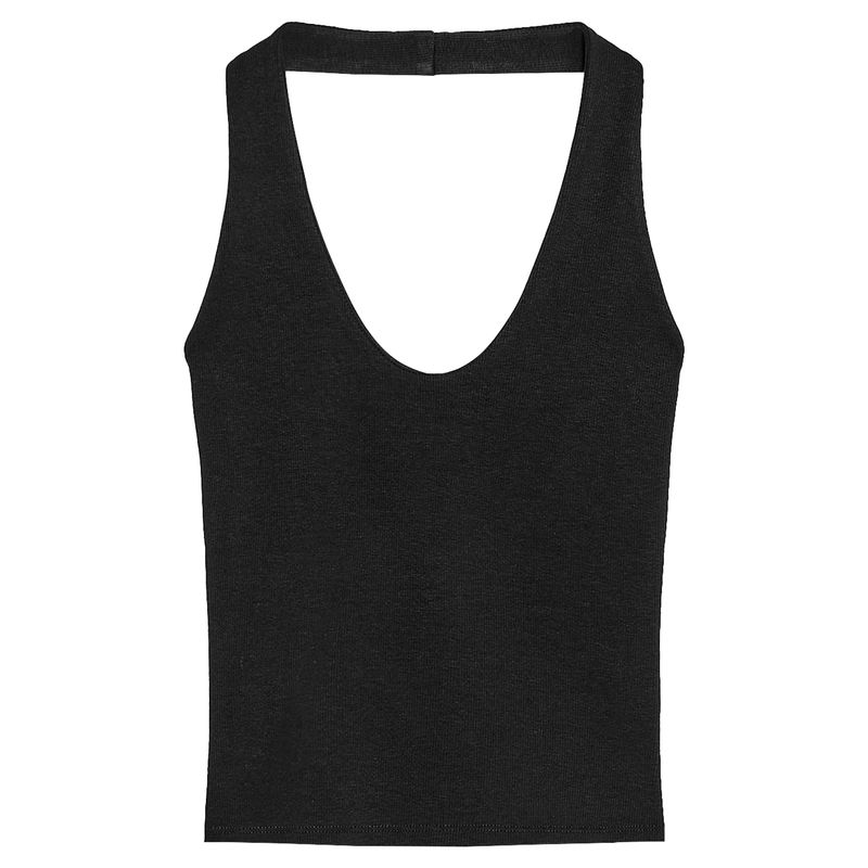Zaprha 2025 New Sexy Sweet Sexy Open Back Halter Top T-shirt Women Silm Slim Looking 4424308